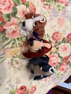 Plush vintage Basset Hound Dog Brown, Red, Navy